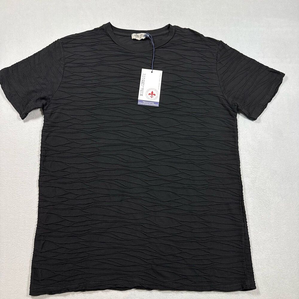 MIDA Undici Textured Crinkle T-Shirt Men’s M Black Premium Cotton Made Italy